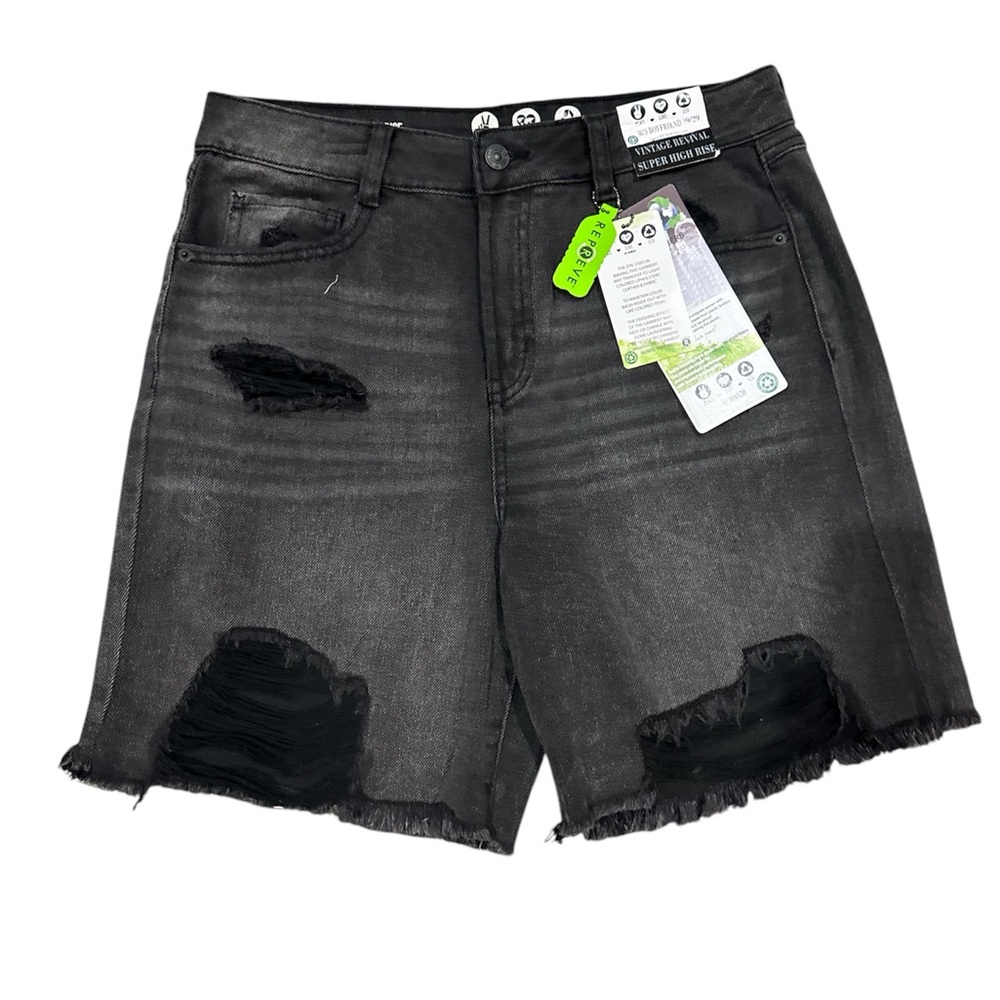 NWT REPREVE Jean Shorts 90s Boyfriend High Rise Distressed Women’s Size 29 Black